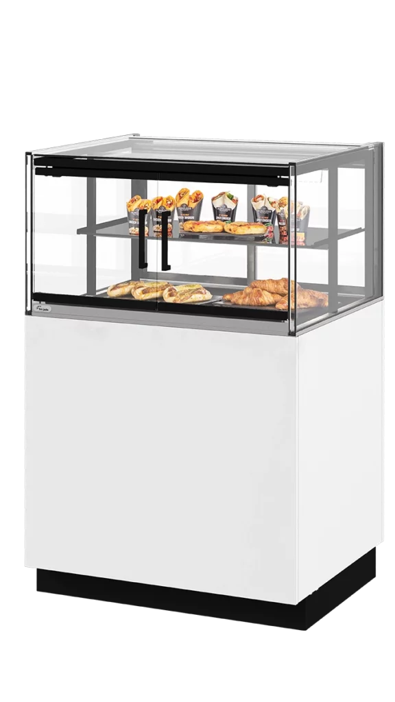 mcc hot self serve food display with front doors 90cm 2 shelves