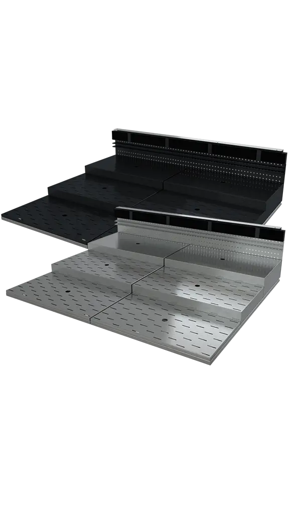 Fri-Jado CC interior configuration CC Cold and CC FreshCold - Stepped deck stainless and black