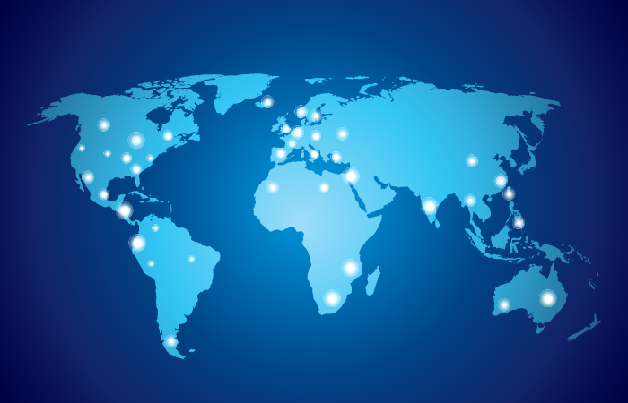 illustration of world map distribution from Fri-Jado Headquarters in the Netherlands